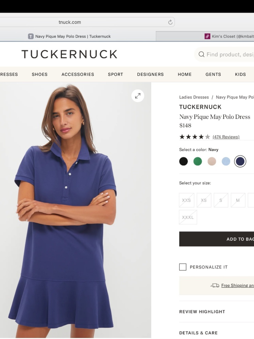 Tuckernuck Navy Pique May Polo Dress